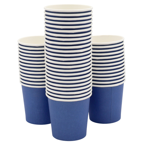 Набор 50 шт бумажный стакан 4, Синий - снаружи, белый внутри