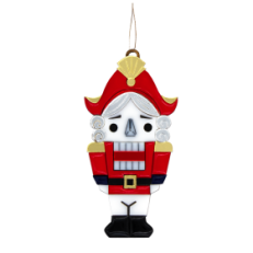 Ёлочная игрушка Щелкунчик (белый с красным)