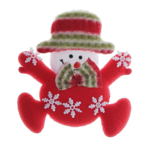 МЯГКИЙ МАГНИТ СНЕГОВИК СНЕЖИНКА 10 СМ 535394, Красный