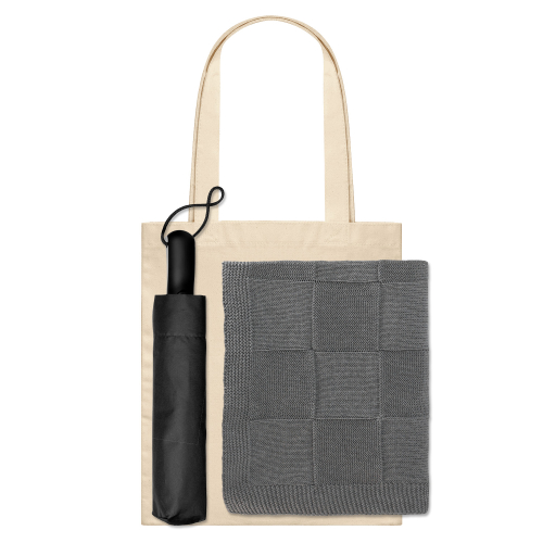 Подарочный набор Леванте (Levante), серый (зонт, плед, шоппер)