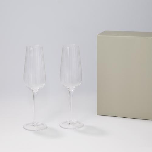 Подарочный набор 2 бокала для шампанского Бланш (Blanche) в серой коробке