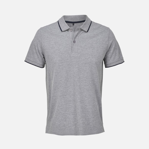 Рубашка поло унисекс Palermo, серый меланж с темно-синим