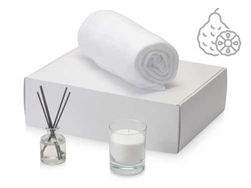 Подарочный набор White light 2.0 с пледом, диффузором, насыпной свечой