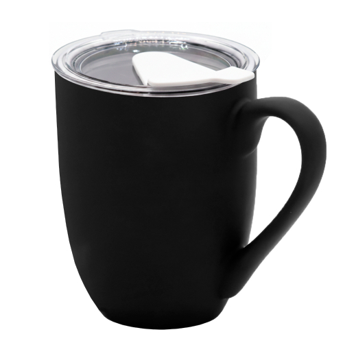 Кружка с крышкой Velvet Duo, Чёрный/Белый