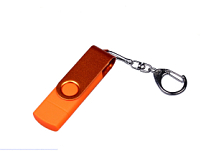USB-флешка на 64 ГБ 3 в 1 поворотный механизм, c двумя дополнительными разъемами MicroUSB и TypeC C с одноцветным металлическим клипом, оранжевый USB-флешка на 64 ГБ 3 в 1 поворотный механизм, c двумя дополнительными разъемами MicroUSB и TypeC C с одноцветным металлическим клипом, оранжевый