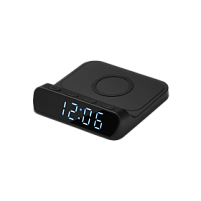 Зарядная станция с часами 15W Rigel, черная