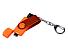USB-флешка на 64 ГБ 3 в 1 поворотный механизм, c двумя дополнительными разъемами MicroUSB и TypeC C с одноцветным металлическим клипом, оранжевый