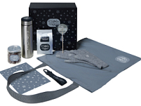 Подарочный набор с перчатками, термосом и чаем, серый