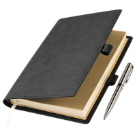 Ежедневник-портфолио Clip NEO недатированный в подарочной коробке, черный (в комплекте ручка Tesoro серебро)