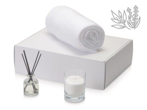 Подарочный набор White light 2.0 с пледом, диффузором, насыпной свечой