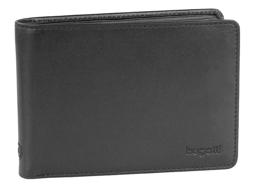 Портмоне BUGATTI ПЕРВЫЙ | PRIMO, чёрное, натуральная воловья кожа, 12,5х1х9 см