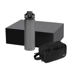 Подарочный набор Boston, Flip, черный (дорожная косметичка, бутылка)