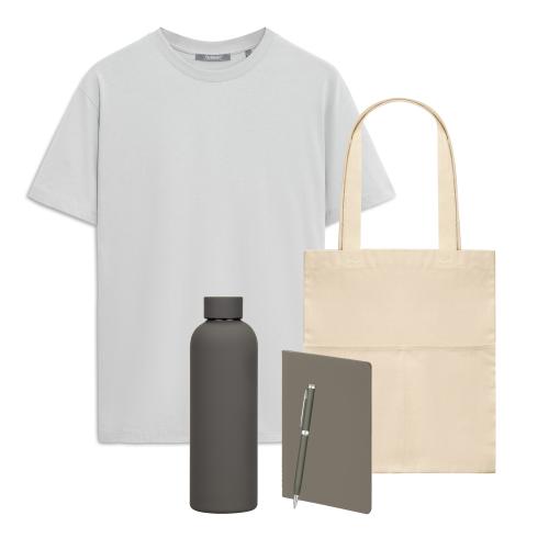 Набор с одеждой Крис (Kris) (футболка, термобутылка, ежедневник, ручка, шоппер), серый, L