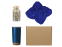 Подарочный набор с пледом, термокружкой и чаем, синий