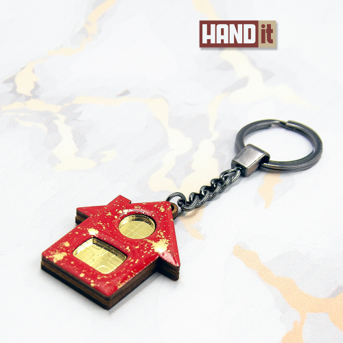 Брелок-обвес Дом (красный с золотом)