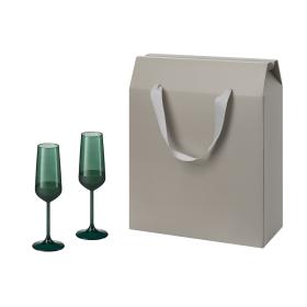 Подарочный набор 2 бокала для шампанского Emerald в большом подарочном пакете