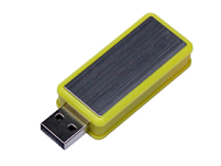 USB-флешка промо на 32 Гб прямоугольной формы, выдвижной механизм, желтый USB-флешка промо на 32 Гб прямоугольной формы, выдвижной механизм, желтый