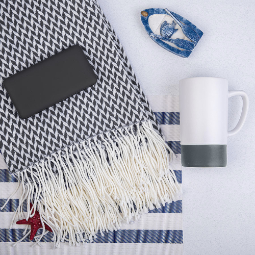 Набор подарочный REALSAILOR: универсальный аккумулятор, плед, кружка, подарочная коробка, серый, серый, белый