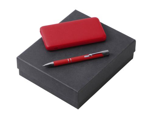 Подарочный набор c ручкой и повербанком 10000 mAh, красный