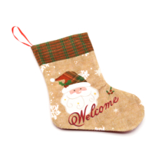 Сапожок подарочный новогодний №3 (дед мороз коричнево-белый), Коричнево-белый