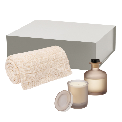 Подарочный набор Mizu, Fado, бежевый (свеча, диффузор, плед)