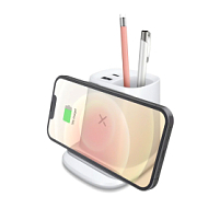 Настольный органайзер Limerick c беспроводной зарядкой и вентилятором, Белый