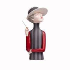 Статуэтка  &amp;quot;Девушка с сигарой&amp;quot; , Серый/Красный