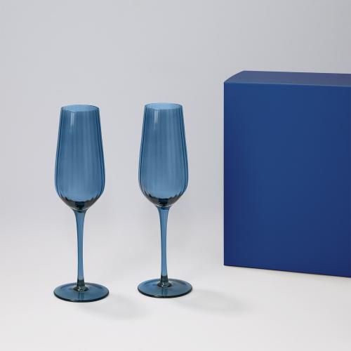 Подарочный набор 2 бокала для шампанского Тоскана (Toscana) в синей коробке