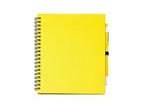 Блокнот LEYNAX с ручкой из переработанного картона, желтый