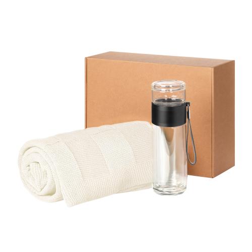 Подарочный набор Terso, Cella, бежевый (плед, термобутылка)