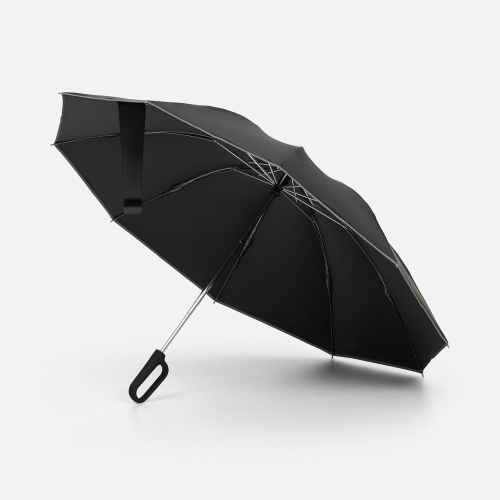 Зонт обратного сложения с ручкой-карабином Foldberry, черный