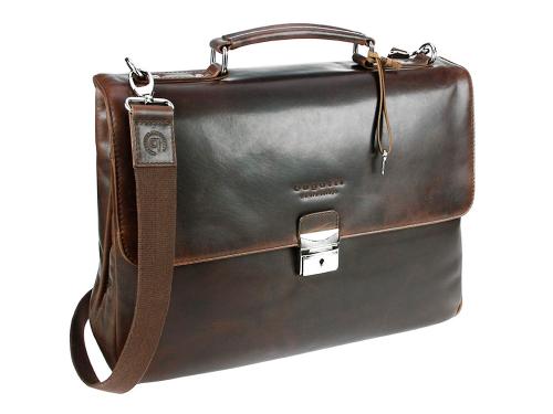 Портфель BUGATTI РОМАНО | ROMANO 15'', коричневый, натуральная воловья кожа, 40х12х30 см