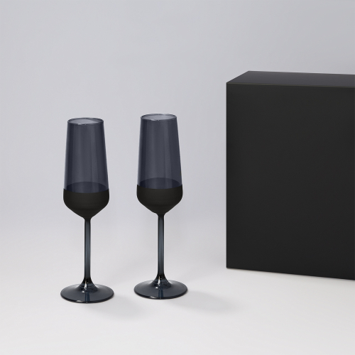 Подарочный набор 2 бокала для шампанского Black Edition в черной коробке