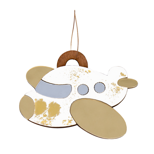 Ёлочная игрушка Самолетик (белый с золотым )