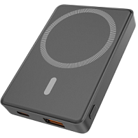 Магнтиный внешний аккумулятор Magnetic с беспроводной зарядкой (5W), Черный