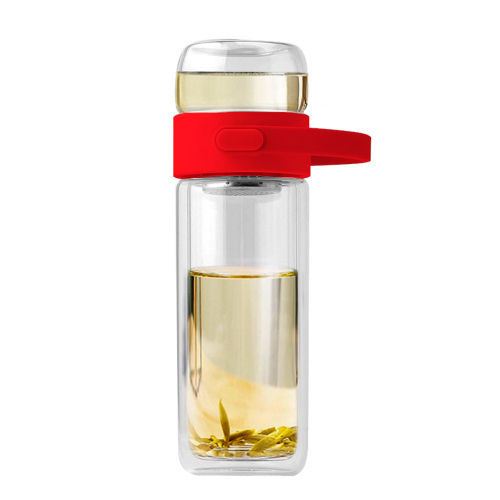 Бутылка Easy pot из боросиликатного стекла с инфьюзером, Красный