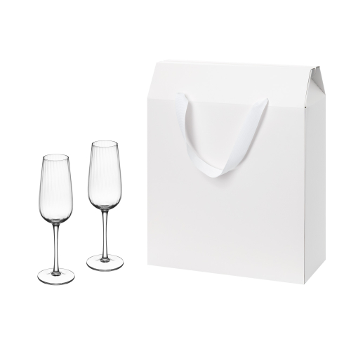 Подарочный набор 2 бокала для шампанского Бланш (Blanche) в большом подарочном пакете