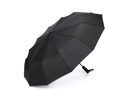 Зонт складной мужской TORBER, автомат, 3 сложения, черный, каркас сталь/файбергласс, эпонж, пластиковая ручка, диаметр 103 см