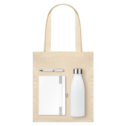 Подарочный набор Гэлакси (Galaxy), белый (ежедневник, ручка, термобутылка, шоппер)