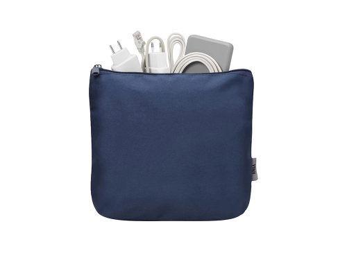 Органайзер для электроники и проводов Amalia из полиэстера 300D с подкладкой, темно-синий