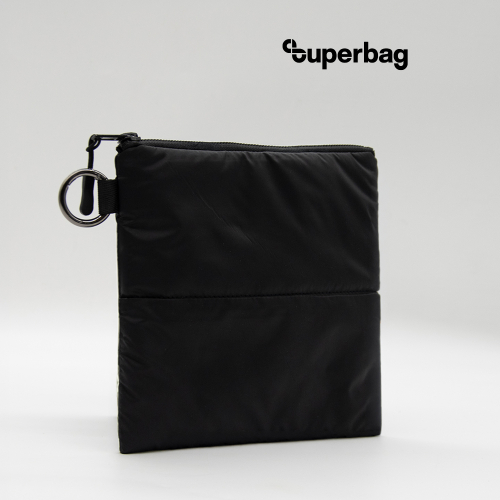 Органайзер для мелочей Superbag Bubble, стёганый, на молнии, с креплением на кольцо-карабин (черный)
