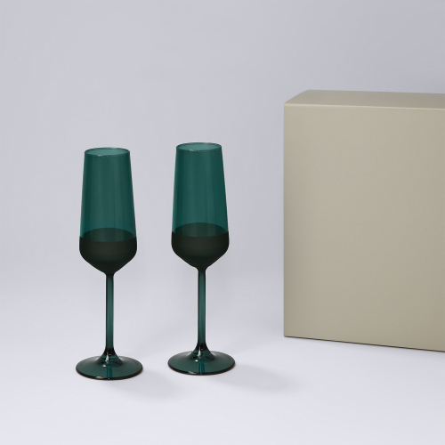 Подарочный набор 2 бокала для шампанского Эмеральд (Emerald) в серой коробке