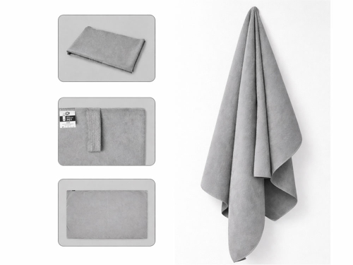 Легкое полотенце Gulpi  из микрофибры RPET с ремешком для складывания, 70*120 см, графит