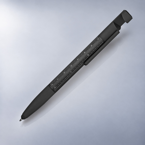 Ручка-стилус металлическая шариковая многофункциональная (6 функций) Multy, черный