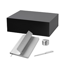 Подарочный набор Passion, Molto, серебряный (колонка, ежедневник, ручка)