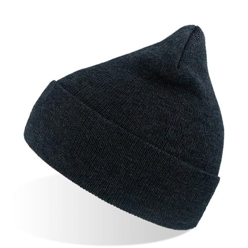 Шапка вязаная  двойная WIND с отворотом, темно-синий меланж