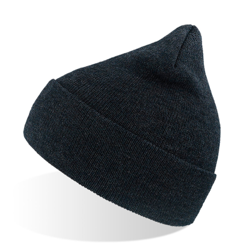 Шапка вязаная  двойная WIND с отворотом, темно-синий меланж