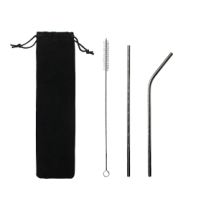 Набор многоразовых трубочек Оnlycofer black (стальной)