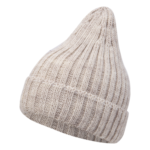 Шапка бини вязаная НАСВЯЗИ©  шерсть/ акрил, бежевый
