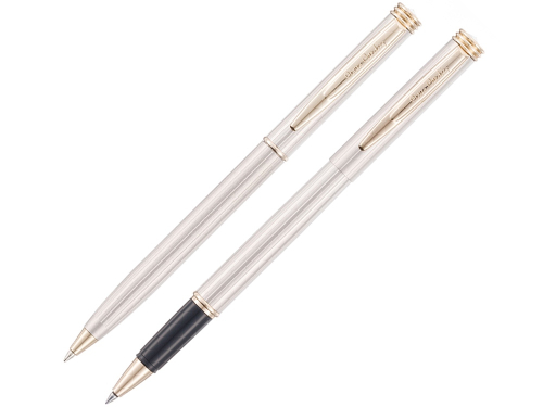 Набор Pierre Cardin PEN&PEN: ручка шариковая + роллер. Цвет - серебристо-бежевый. Упаковка Е.